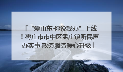 “爱山东·你说我办”上线！枣庄市市中区孟庄镇听民声办实事 政务服务暖心升级