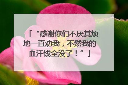 “感谢你们不厌其烦地一直劝我，不然我的血汗钱全没了！”