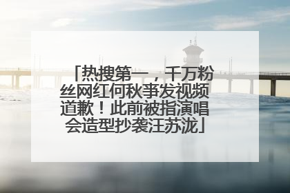热搜第一，千万粉丝网红何秋亊发视频道歉！此前被指演唱会造型抄袭汪苏泷