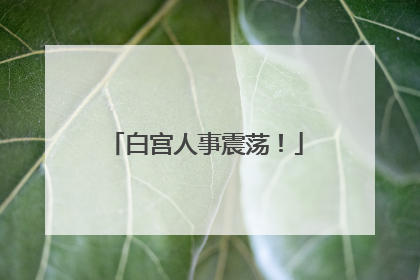 白宫人事震荡！