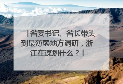 省委书记、省长带头到最薄弱地方调研，浙江在谋划什么？