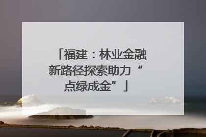 福建：林业金融新路径探索助力“点绿成金”
