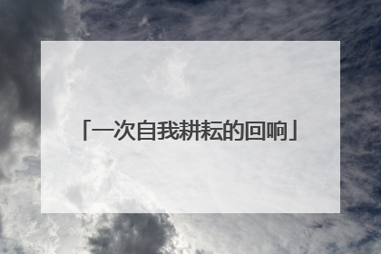 一次自我耕耘的回响