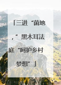 三进“菌地，”黑木耳法庭“呵护乡村梦想”