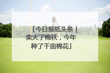 今日报纸头条｜卖火了棉袄，今年种了千亩棉花
