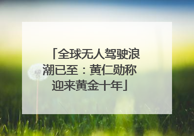 全球无人驾驶浪潮已至：黄仁勋称迎来黄金十年