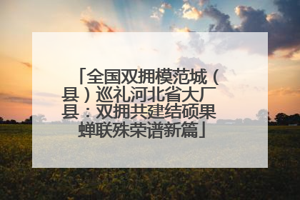 全国双拥模范城（县）巡礼河北省大厂县：双拥共建结硕果 蝉联殊荣谱新篇