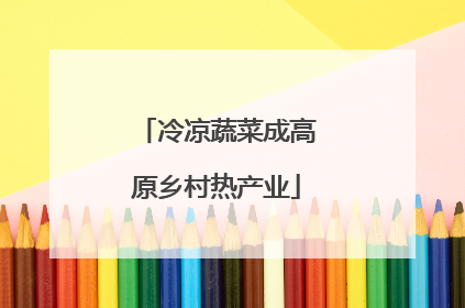 冷凉蔬菜成高原乡村热产业