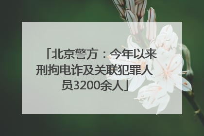 北京警方：今年以来刑拘电诈及关联犯罪人员3200余人