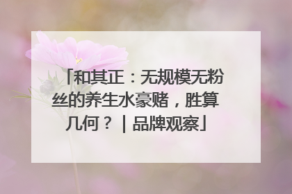 和其正：无规模无粉丝的养生水豪赌，胜算几何？｜品牌观察