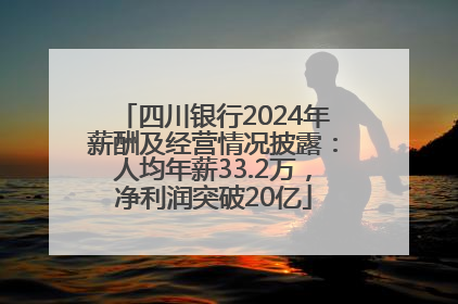 四川银行2024年薪酬及经营情况披露：人均年薪33.2万，净利润突破20亿