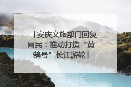 安庆文旅部门回复网民：推动打造“黄鹄号”长江游轮
