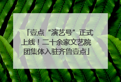 壹点“演艺号”正式上线！二十余家文艺院团集体入驻齐鲁壹点