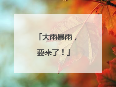 大雨暴雨，要来了！