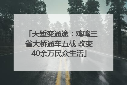 天堑变通途：鸡鸣三省大桥通车五载 改变40余万民众生活