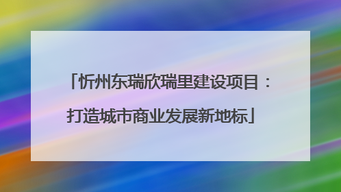 忻州东瑞欣瑞里建设项目：打造城市商业发展新地标