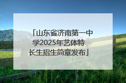 山东省济南第一中学2025年艺体特长生招生简章发布
