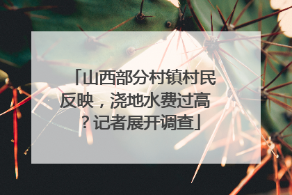 山西部分村镇村民反映，浇地水费过高？记者展开调查