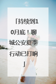 持续到10月底！聊城公安夏季行动已打响