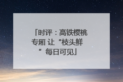 时评：高铁樱桃专厢 让“枝头鲜”每日可见