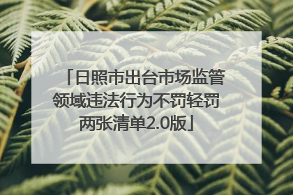 日照市出台市场监管领域违法行为不罚轻罚两张清单2.0版
