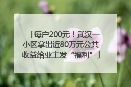 每户200元！武汉一小区拿出近80万元公共收益给业主发“福利”