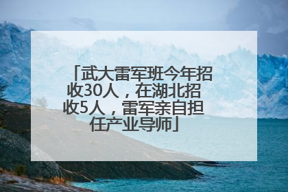 武大雷军班今年招收30人，在湖北招收5人，雷军亲自担任产业导师