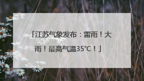 江苏气象发布：雷雨！大雨！最高气温35℃！
