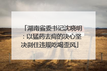 湖南省委书记沈晓明：以猛药去疴的决心坚决刹住违规吃喝歪风