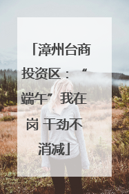 漳州台商投资区：“端午”我在岗 干劲不消减