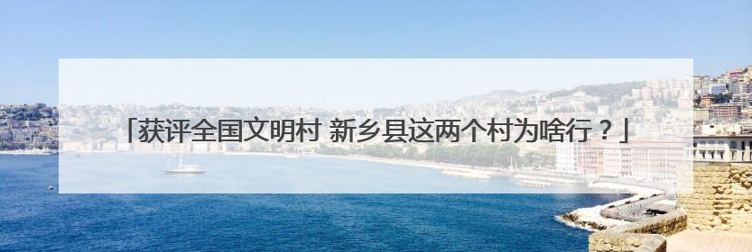 获评全国文明村 新乡县这两个村为啥行？