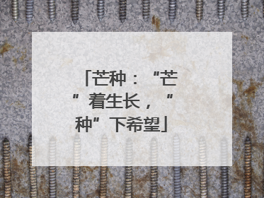 芒种：“芒”着生长，“种”下希望