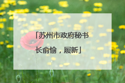 苏州市政府秘书长俞愉，履新