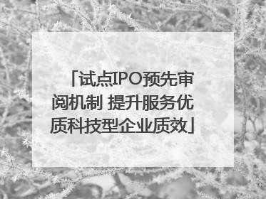 试点IPO预先审阅机制 提升服务优质科技型企业质效