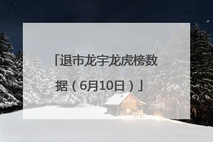 退市龙宇龙虎榜数据（6月10日）