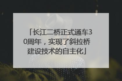 长江二桥正式通车30周年，实现了斜拉桥建设技术的自主化