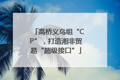 高桥义乌组“CP”，打造湘非贸易“超级接口”