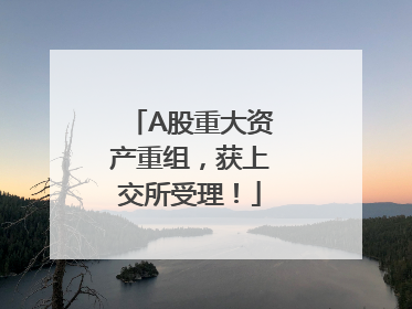 A股重大资产重组，获上交所受理！